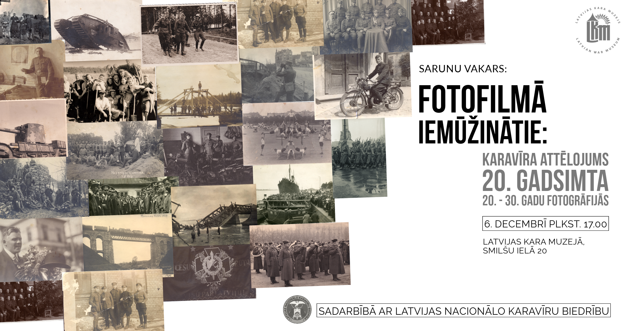 Aicina uz sarunu “Fotofilmā iemūžinātie: karavīra attēlojums 20. gadsimta 20. - 30. gadu fotogrāfijās”.